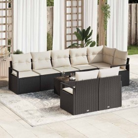 Conjunto de sofá de jardín 9 pcs Negro Poliratán