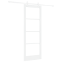 Juego de Puerta Deslizante  con Hardware Blanco 78x211 cm de Madera Sólida de Pino | Foro24.es | Tu tienda online para hogar, jardín y más Foro24.es