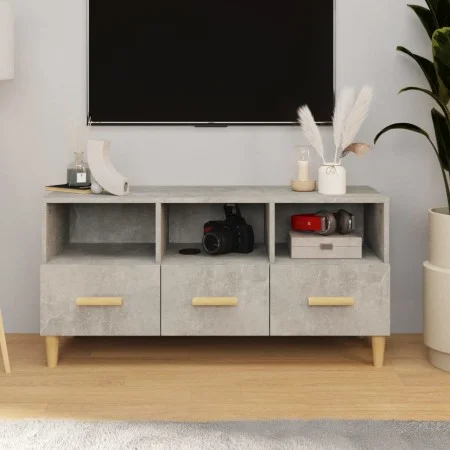Concrete gray engineered wood TV cabinet 102x36x50 cm by vidaXL, TV Furniture - Ref: Foro24-812604, Price: 69,20 €, Discount: %