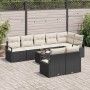 Conjunto de sofá de jardín 9 pcs Negro Poliratán