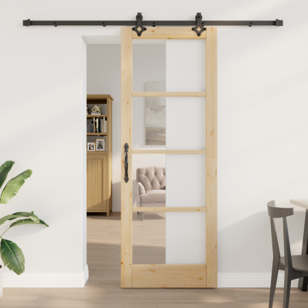 Puerta Deslizante  con Kit de Hardware 78x211 cm Madera Maciza de Pino | Foro24.es | Tu tienda online para hogar, jardín y más Foro24.es
