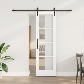 Conjunto de puerta corredera con herrajes blanca