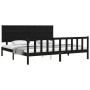 Bed frame with black solid wood headboard 200x200 cm by vidaXL, Beds and slatted bases - Ref: Foro24-3193425, Price: 220,22 €...