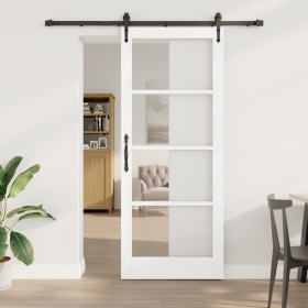 Puerta deslizante con juego de herrajes blanca