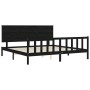 Bed frame with black solid wood headboard 200x200 cm by vidaXL, Beds and slatted bases - Ref: Foro24-3193425, Price: 220,22 €...