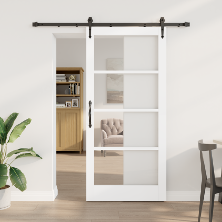 Puerta Deslizante  con Juego de Herrajes Blanca 93x202 cm Madera Sólida de Pino | Foro24.es | Tu tienda online para hogar, jardín y más Foro24.es