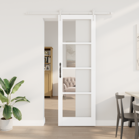 Puerta Corredera con Juego de Hardware Blanca