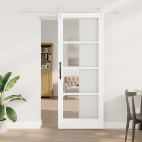 Puerta Corredera con Conjunto de Hardware Blanca