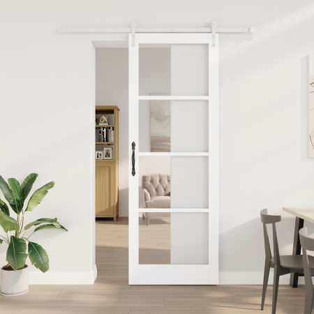 Puerta Deslizante  con Juego de Hardware Blanca 83x232 cm Madera Maciza de Pino | Foro24.es | Tu tienda online para hogar, jardín y más Foro24.es