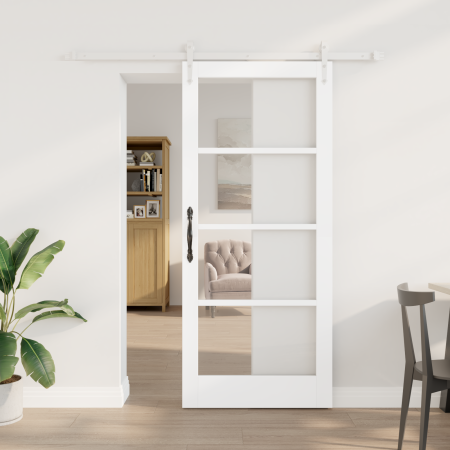 Puerta corredera  con juego de accesorios blanca 86x198.5 cm madera sólida de pino | Foro24.es | Tu tienda online para hogar, jardín y más Foro24.es