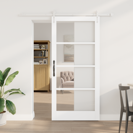 Puerta Deslizante  con Juego de Herrajes Blanca 93x202 cm de Madera Maciza de Pino | Foro24.es | Tu tienda online para hogar, jardín y más Foro24.es