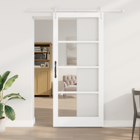 Conjunto de Puerta Deslizante  con Herrajes Blanca 93x211 cm de Madera Sólida de Pino | Foro24.es | Tu tienda online para hogar, jardín y más Foro24.es