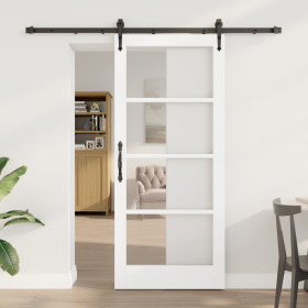 Puerta deslizante con juego de herrajes blanca