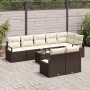 Conjunto de sofá de jardín 9 pcs Marrón Poliratán