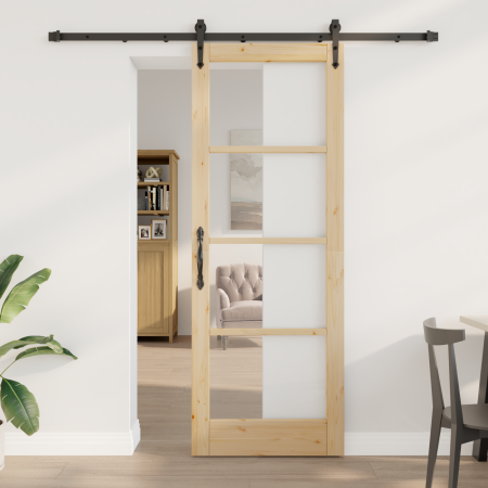 Puerta deslizante  con set de hardware 78x211 cm madera maciza de pino | Foro24.es | Tu tienda online para hogar, jardín y más Foro24.es