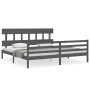 Estructura de cama con cabecero madera maciza gris 200x200 cm de vidaXL, Camas y somieres - Ref: Foro24-3195178, Precio: 171,...