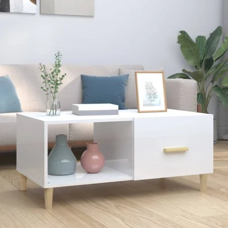 Glossy white plywood coffee table 89.5x50x40 cm by vidaXL, Coffee table - Ref: Foro24-812660, Price: 65,62 €, Discount: %