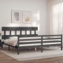 Estructura de cama con cabecero madera maciza gris 200x200 cm de vidaXL, Camas y somieres - Ref: Foro24-3195178, Precio: 171,...