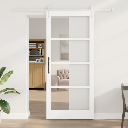 Puerta Corredera  con Juego de Accesorios Blanca 93x211 cm Madera Maciza de Pino | Foro24.es | Tu tienda online para hogar, jardín y más Foro24.es