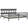 Estructura de cama con cabecero madera maciza gris 200x200 cm de vidaXL, Camas y somieres - Ref: Foro24-3195178, Precio: 171,...