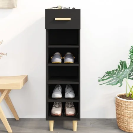 Mueble zapatero de madera contrachapada negro 30x35x105 cm by vidaXL, Shoe racks and shoe organizers - Ref: Foro24-812799, Pr...