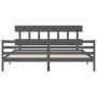 Estructura de cama con cabecero madera maciza gris 200x200 cm de vidaXL, Camas y somieres - Ref: Foro24-3195178, Precio: 171,...