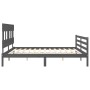 Estructura de cama con cabecero madera maciza gris 200x200 cm de vidaXL, Camas y somieres - Ref: Foro24-3195178, Precio: 171,...