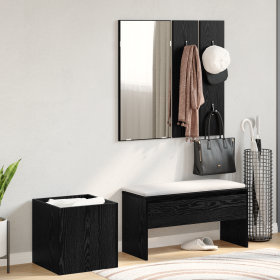 Juego de Muebles de Pasillo de Madera de Ingeniería en Negro