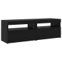 Muebles para TV 3 pcs con luces LED de roble negro y madera de , Muebles TV - Ref: Foro24-3332493, Precio: 197,11 €, Descuent...