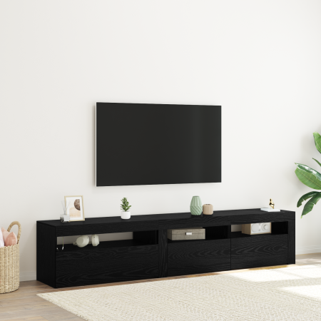 Gabinetes de TV de 2 pcs con luces LED de roble negro y madera elaborada de , Muebles TV - Ref: Foro24-3332494, Precio: 124,7...