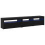 Gabinetes de TV de 2 pcs con luces LED de roble negro y madera elaborada de , Muebles TV - Ref: Foro24-3332494, Precio: 124,7...