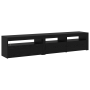 Gabinetes de TV de 2 pcs con luces LED de roble negro y madera elaborada de , Muebles TV - Ref: Foro24-3332494, Precio: 124,7...