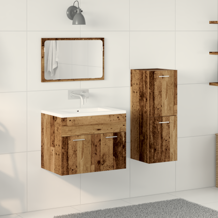Conjunto de Muebles de Baño de 3 Piezas Madera Vieja