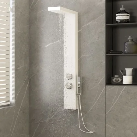 Duschpaneelsystem aus weißem Aluminium von vidaXL, Strahldüsen für Badewannen und Duschen - Ref: Foro24-151415, Preis: 133,11...