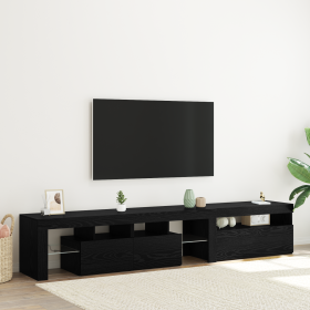 Muebles de TV 2 pcs con luces LED de roble negro y madera elaborada de , Muebles TV - Ref: Foro24-3332503, Precio: 155,45 €, ...