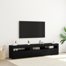 Mueble para TV 2 pcs con luces LED Madera elaborada Roble negro de , Muebles TV - Ref: Foro24-3332505, Precio: 123,90 €, Desc...