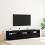 Mueble para TV 2 pcs con luces LED Madera elaborada Roble negro de , Muebles TV - Ref: Foro24-3332505, Precio: 123,90 €, Desc...