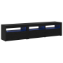 Mueble para TV 2 pcs con luces LED Madera elaborada Roble negro de , Muebles TV - Ref: Foro24-3332505, Precio: 123,90 €, Desc...