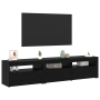 Mueble para TV 2 pcs con luces LED Madera elaborada Roble negro de , Muebles TV - Ref: Foro24-3332505, Precio: 123,90 €, Desc...