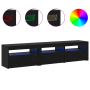 Mueble para TV 2 pcs con luces LED Madera elaborada Roble negro de , Muebles TV - Ref: Foro24-3332505, Precio: 123,90 €, Desc...