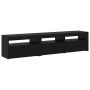 Mueble para TV 2 pcs con luces LED Madera elaborada Roble negro de , Muebles TV - Ref: Foro24-3332505, Precio: 123,90 €, Desc...
