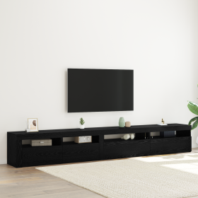 Conjunto de 3 Piezas de Mueble de TV con Luces LED Roble Negro Madera Elaborada de , Muebles TV - Ref: Foro24-3332509, Precio...