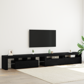 Muebles para TV 3 pcs con luces LED Roble Negro Madera elaborada de , Muebles TV - Ref: Foro24-3332513, Precio: 195,23 €, Des...