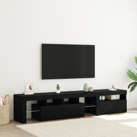 Muebles de TV 2 pcs con luces LED de roble negro y madera ingenierada de , Muebles TV - Ref: Foro24-3332518, Precio: 155,58 €...