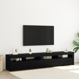 Muebles para TV 2 pcs con luces LED de roble negro y madera elaborada de , Muebles TV - Ref: Foro24-3332520, Precio: 139,77 €...