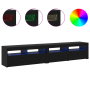 Muebles para TV 2 pcs con luces LED de roble negro y madera elaborada de , Muebles TV - Ref: Foro24-3332520, Precio: 139,77 €...