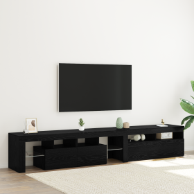 Cabinets de TV 2 pcs con luces LED roble negro madera de , Muebles TV - Ref: Foro24-3332526, Precio: 170,39 €, Descuento: %