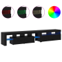 Cabinets de TV 2 pcs con luces LED roble negro madera de , Muebles TV - Ref: Foro24-3332526, Precio: 170,39 €, Descuento: %