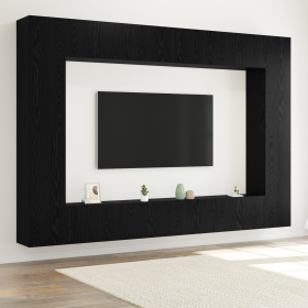 Juego de 12 Piezas de Mueble para TV montado en la pared de roble negro y madera de , Muebles TV - Ref: Foro24-3332528, Preci...
