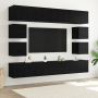 Mueble para TV de 8 piezas en roble negro montado en pared de , Muebles TV - Ref: Foro24-3332532, Precio: 252,43 €, Descuento: %